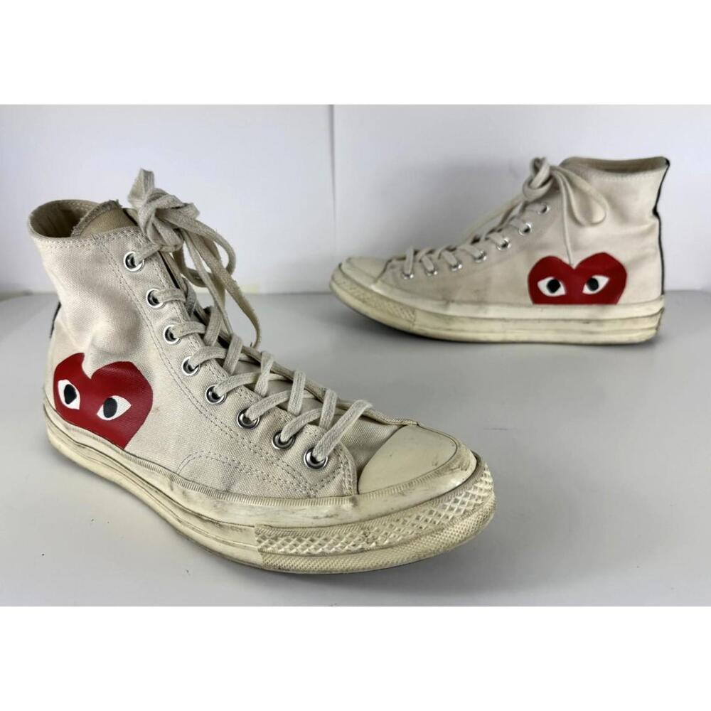 Converse Comme des Garcons PLAY Mens Sneaker Size 10 White CDG Canvas 70 Hi Shoe